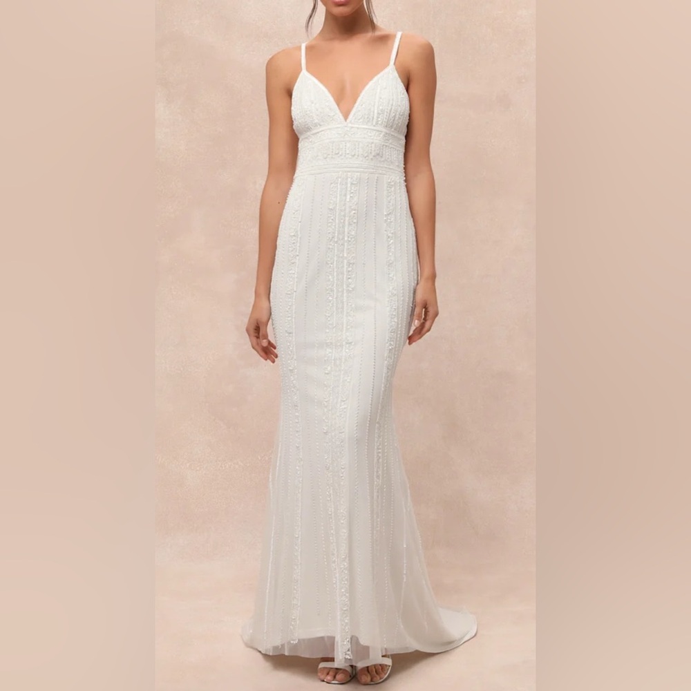 Lulus Beaded/sequined  Maxi Dress New  Sz L